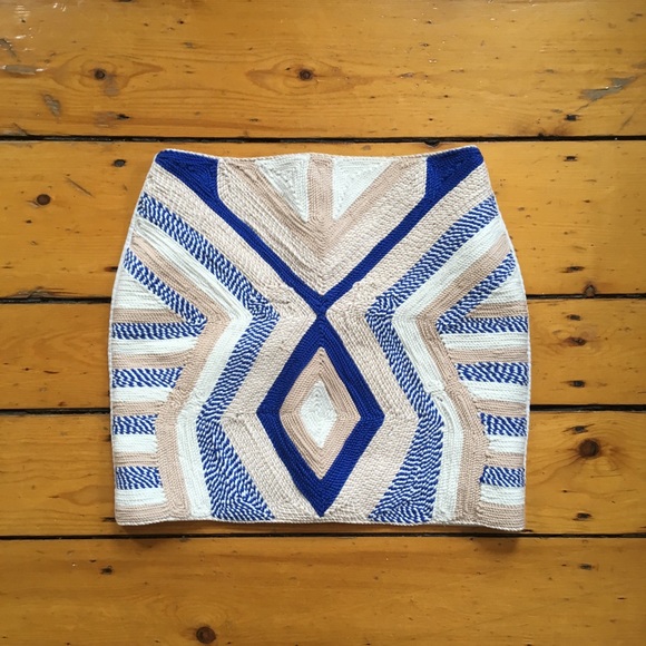 H&M Embroidered geometric colorblock mini skirt S - Picture 5 of 8
